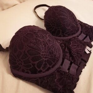 Soft & Sexy Longline Purple Lace Push-Up Bra, 34D, BNWT